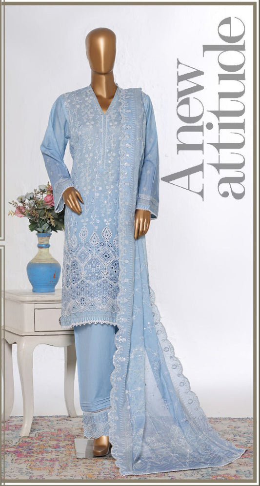 Bin Saeed | Stitch 3 PC White & White Embroidered Lawn Collection