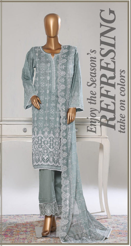 Bin Saeed | Stitch 3 PC White & White Embroidered Lawn Collection