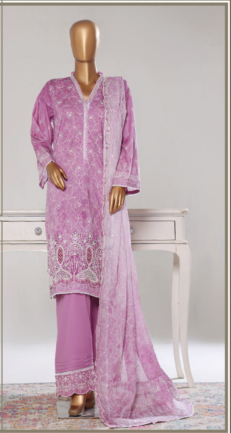 Bin Saeed | Stitch 3 PC White & White Embroidered Lawn Collection