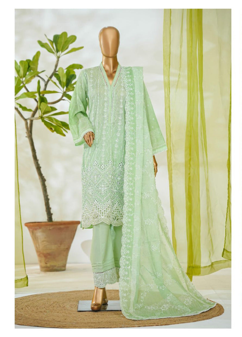 Bin Saeed | Stitch 3 PC White & White Embroidered Lawn Collection