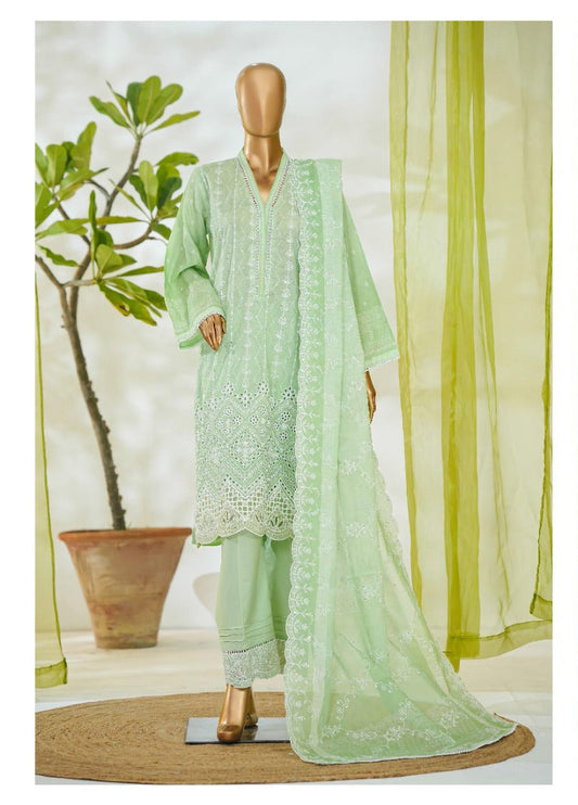 Bin Saeed | Stitch 3 PC White & White Embroidered Lawn Collection