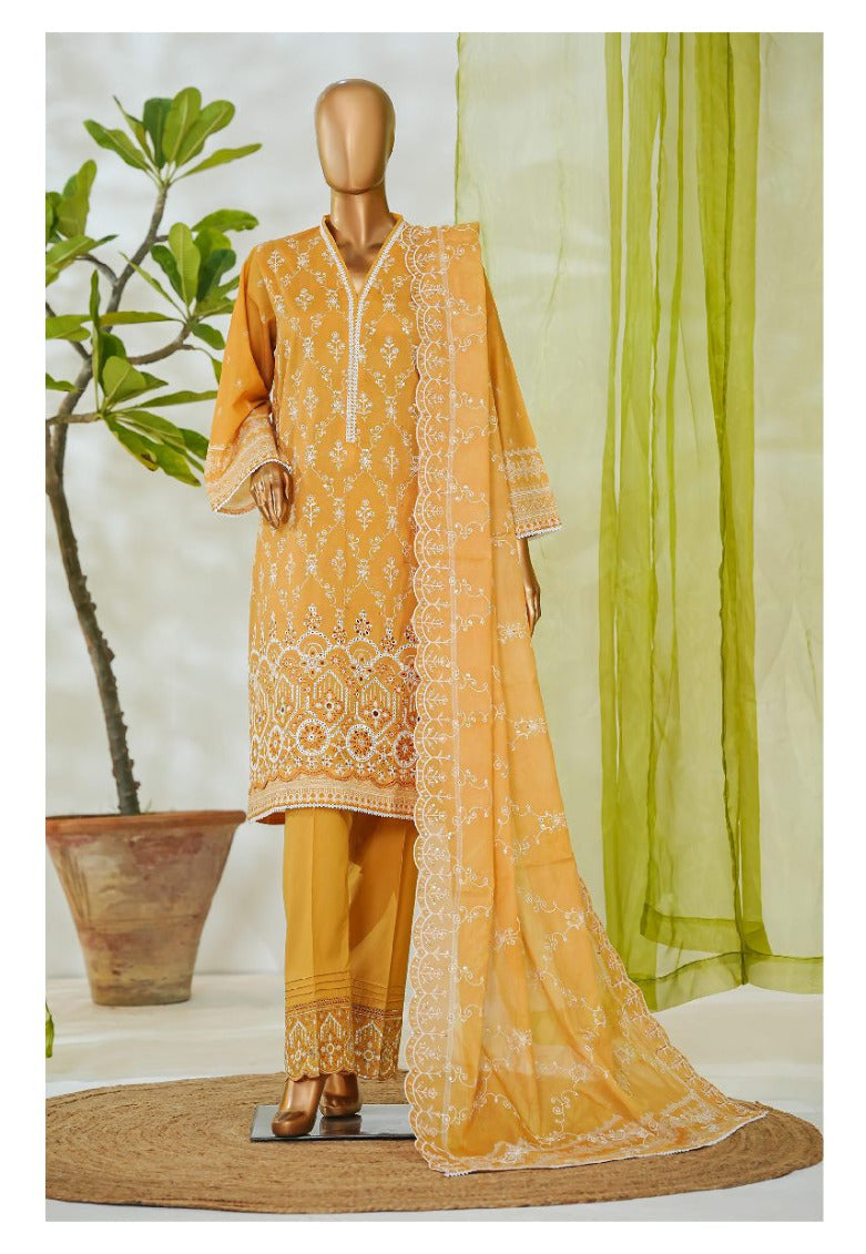 Bin Saeed | Stitch 3 PC White & White Embroidered Lawn Collection