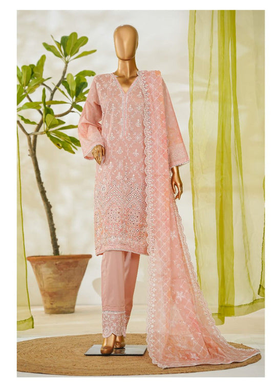 Bin Saeed | Stitch 3 PC White & White Embroidered Lawn Collection