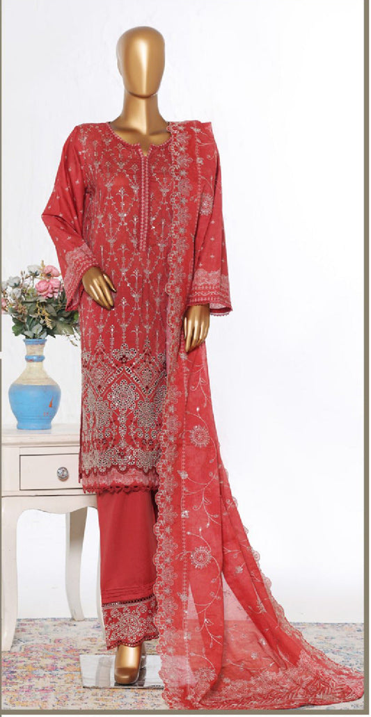 Bin Saeed | Stitch 3 PC White & White Embroidered Lawn Collection