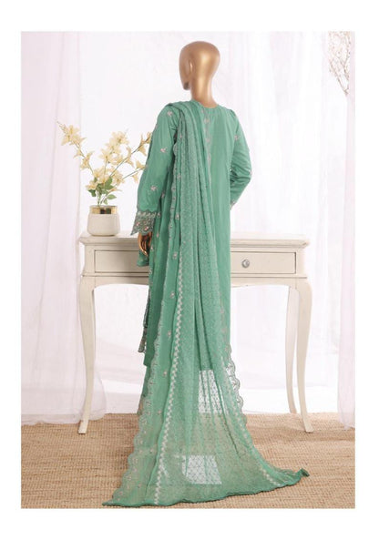 Bin Saeed Stitched | 3 Pc Luxury Plain Embroidered Lawn with Chiffon Dupatta