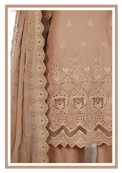 Sada Bahar | Stitch 3 Pc Chikankari Suit featuring 3D laser cut work