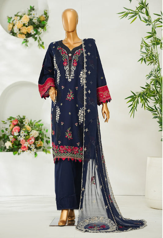 Bin Saeed | Stitched 3 Pc Luxury Embroidered Lawn with Embroidered Chiffon Dupatta