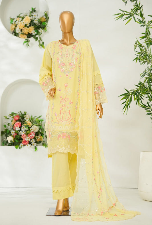 Bin Saeed | Stitched 3 Pc Luxury Embroidered Lawn with Embroidered Chiffon Dupatta