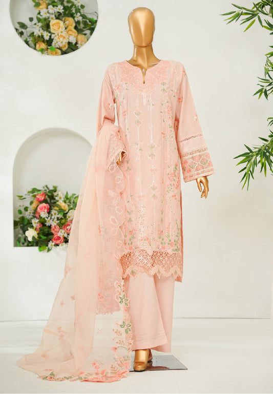 Bin Saeed | Stitched 3 Pc Luxury Embroidered Lawn with Embroidered Chiffon Dupatta