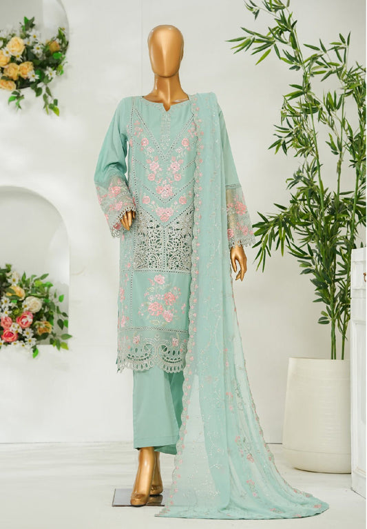 Bin Saeed | Stitched 3 Pc Luxury Embroidered Lawn with Embroidered Chiffon Dupatta