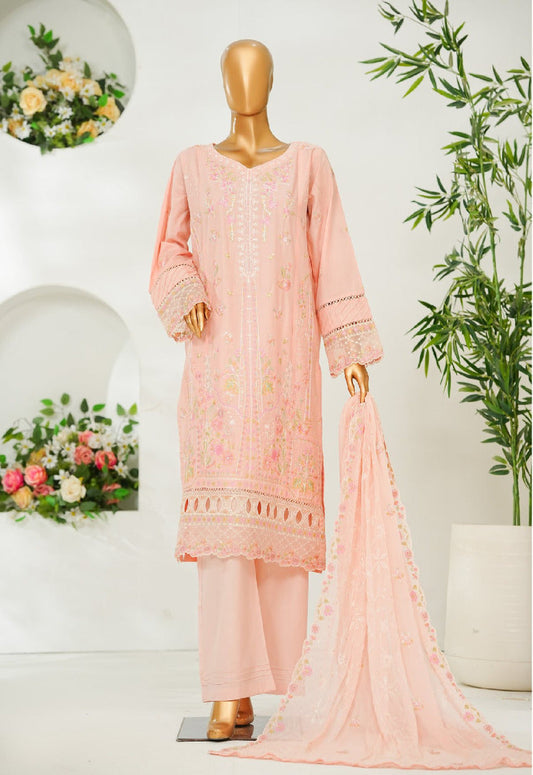 Bin Saeed | Stitched 3 Pc Luxury Embroidered Lawn with Embroidered Chiffon Dupatta