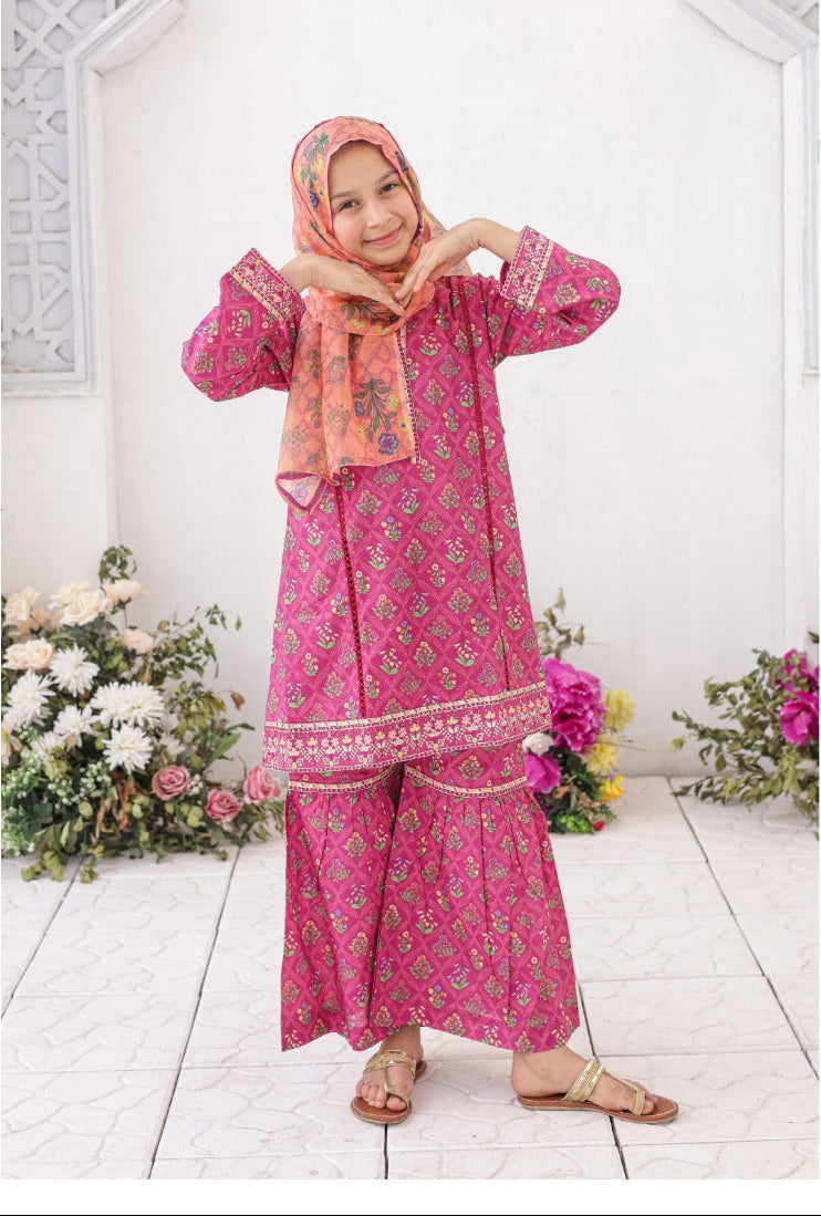 Guriya Suntex Kidz | Stitch 3 Pc Embroidered Lawn – Eid Signature Collection