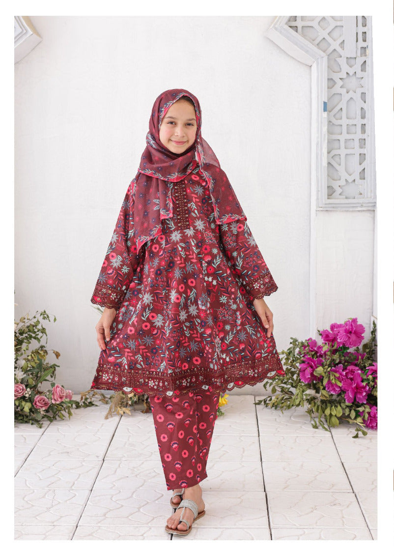 Guriya Suntex Kidz | Stitch 3 Pc Embroidered Lawn – Eid Signature Collection