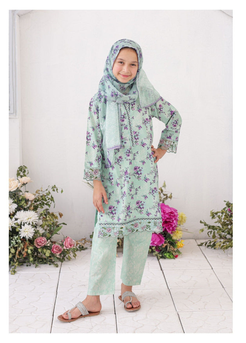 Guriya Suntex Kidz | Stitch 3 Pc Embroidered Lawn – Eid Signature Collection