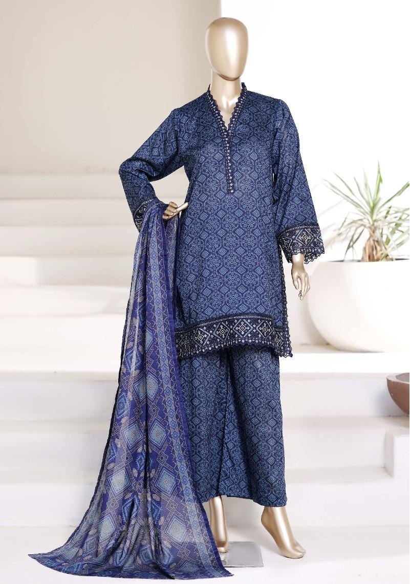 Malika by Sada Bahar | Stitch 3 Pc Embroidered Lawn with Shalwar Collection