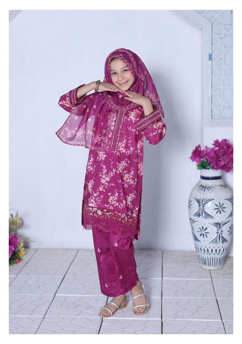Shifa Kidz by Suntex | Fabrics Stitched 3 Pc Embroidered Lawn