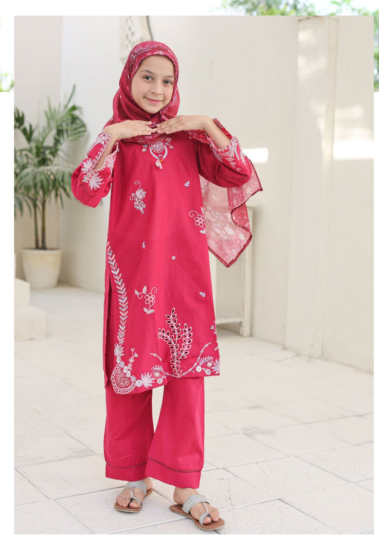 Suntex Fabrics | Shifa Kids Stitched 3 Pc Embroidered Lawn Festive Eid Collection