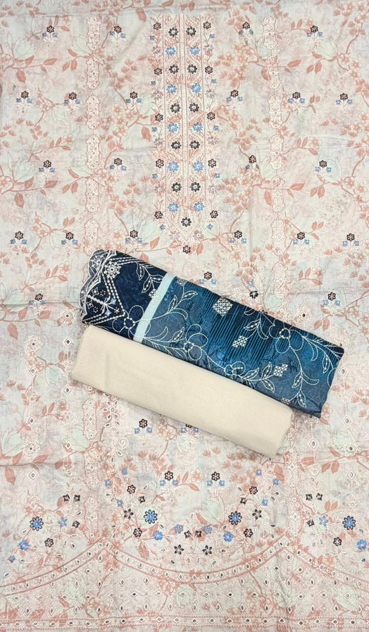 Barerah Fabrics | Unstitched 3 Pc Embroidered Lawn Collection