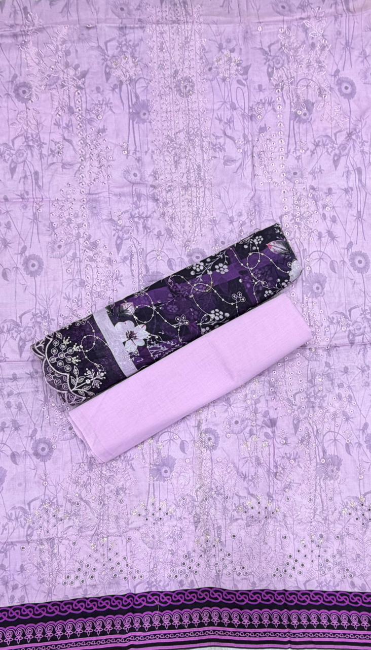 Barerah Fabrics | Unstitched 3 Pc Embroidered Lawn Collection