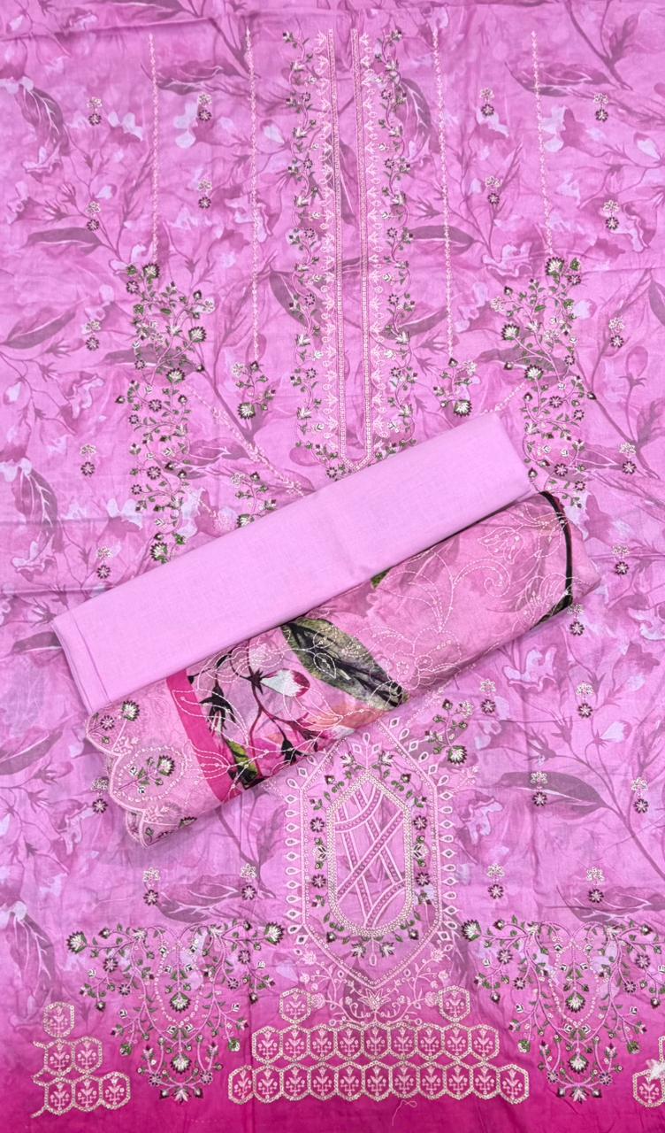 Barerah Fabrics | Unstitched 3 Pc Embroidered Lawn Collection