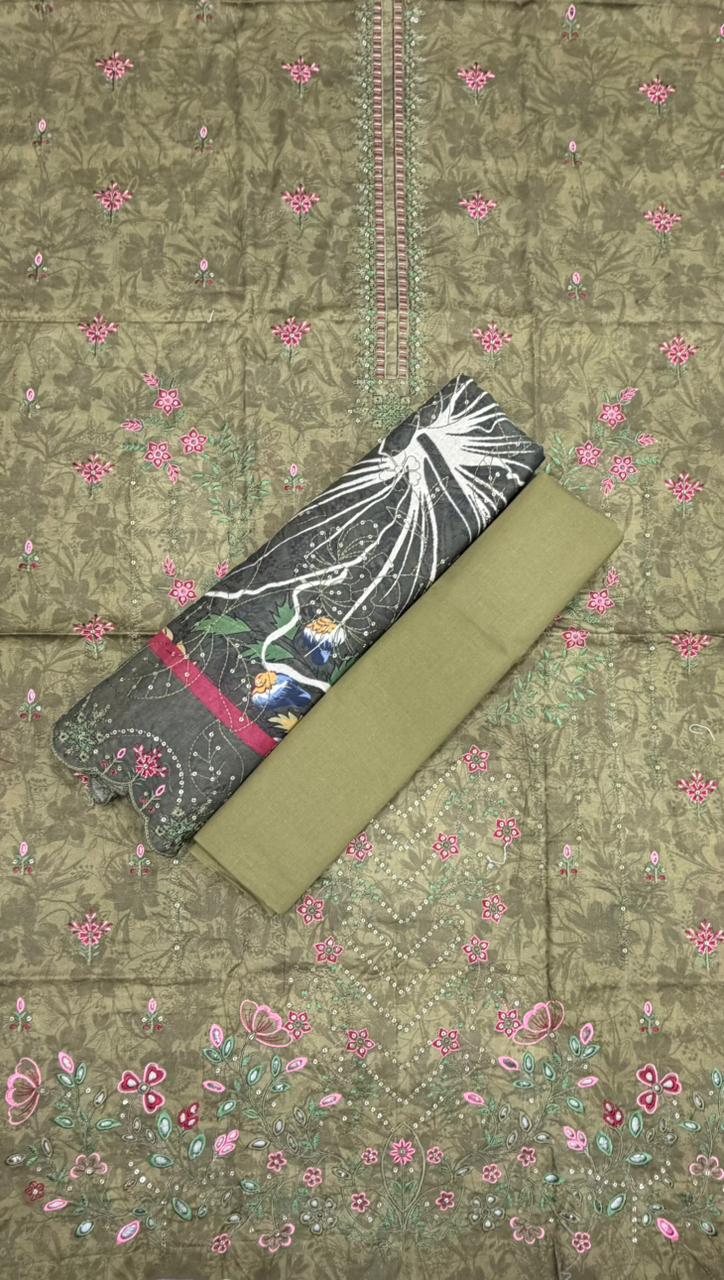Barerah Fabrics | Unstitched 3 Pc Embroidered Lawn Collection