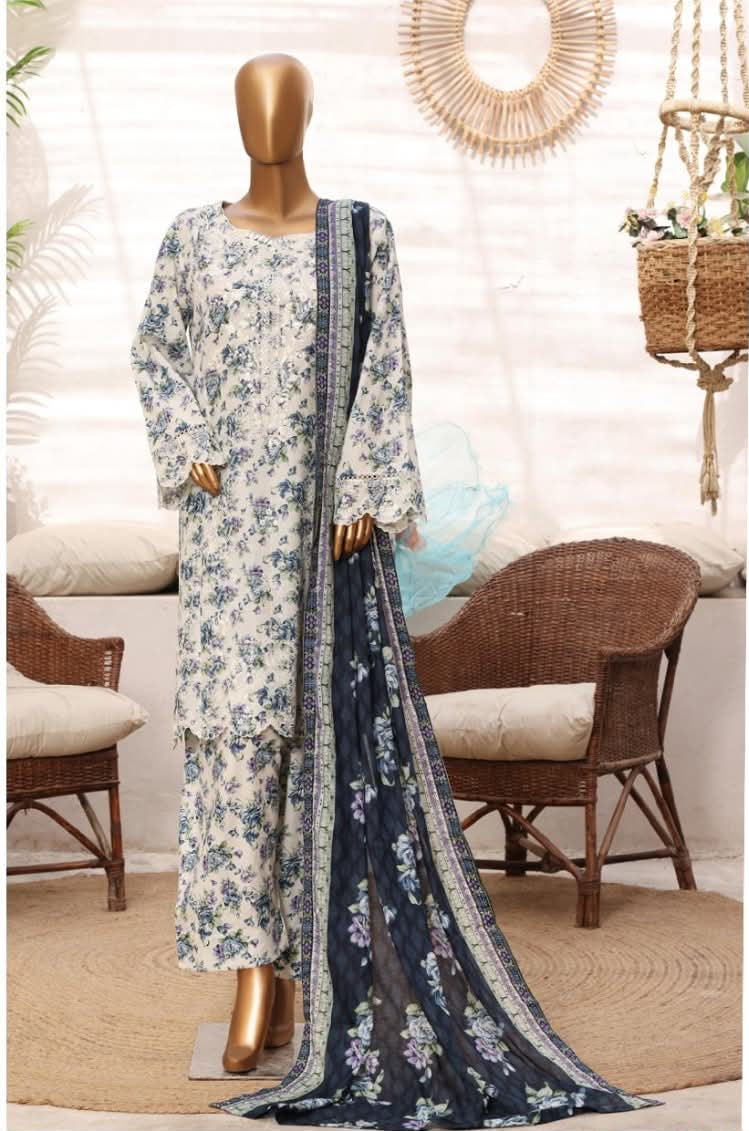 Bin Saeed | stitched 3 Pc embroidered lawn collection