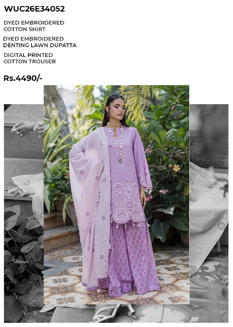 ZELLBURY | Unstitched 3 Piece Embroidered Chikankari Collection