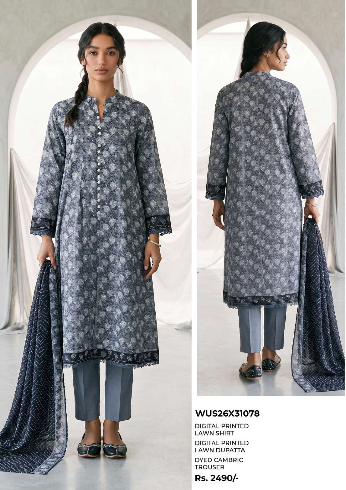 ZELLBURY | Monochrome Printed 3 Pc Lawn Collection 2026 – Black & White
