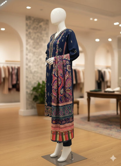 Bin Saeed | Stitched 3pc Embroidered Khaddar Latest Collection