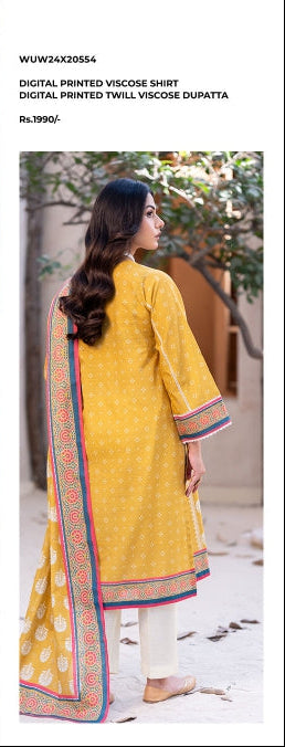 Zellbury | Unstitched 2 Pc Digital Printed Viscose Suit