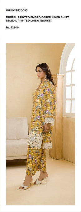 Zellbury | Unstitched 2 Pc Digital Printed Embroidered Linen Collection