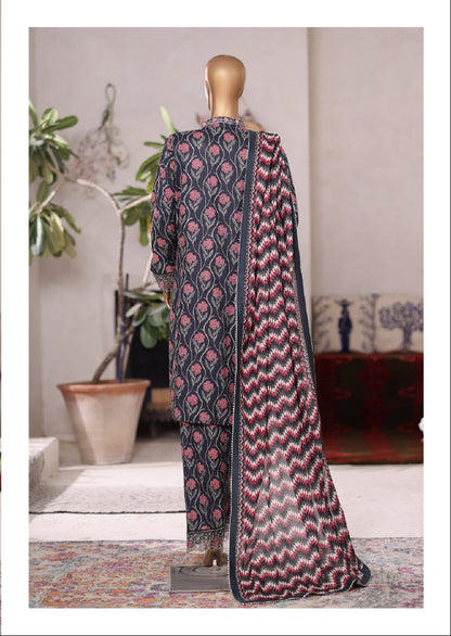 Bin Saeed | Stitched 3PC Embroidered Cotton with Farshi Embroidered Shalwar