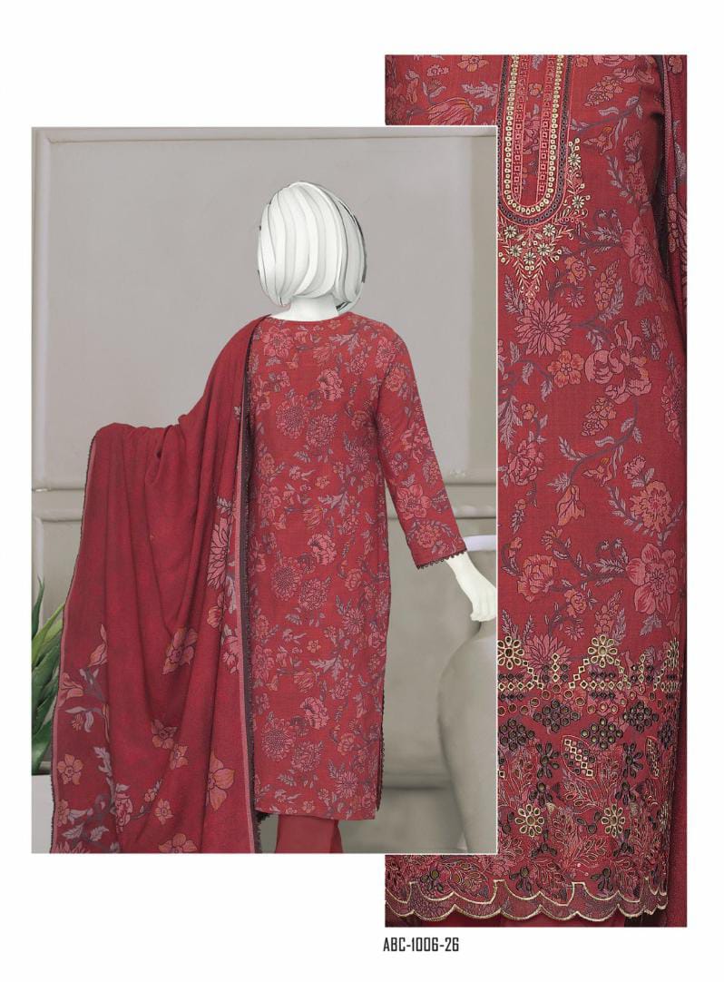 Bismil by ABC | Unstitched 3 Pc Embroidered Slub Collection