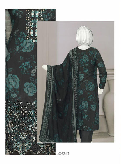 Bismil by ABC | Unstitched 3 Pc Embroidered Slub Collection