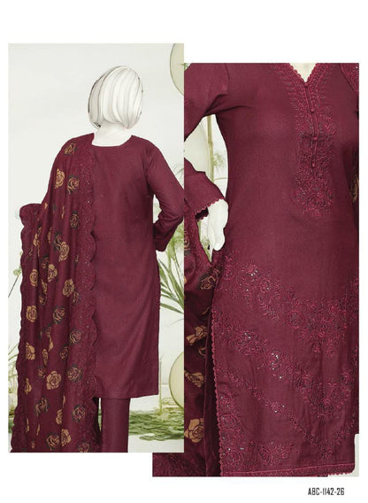 Zahay Naseeb by ABC Fabric | Unstitch 3 Pc  Embroidered Winter Zarri Collection