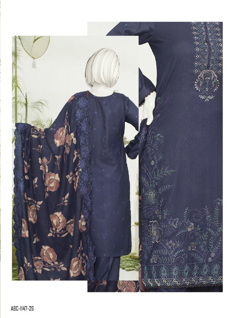 Zahay Naseeb by ABC Fabric | Unstitch 3 Pc  Embroidered Winter Zarri Collection