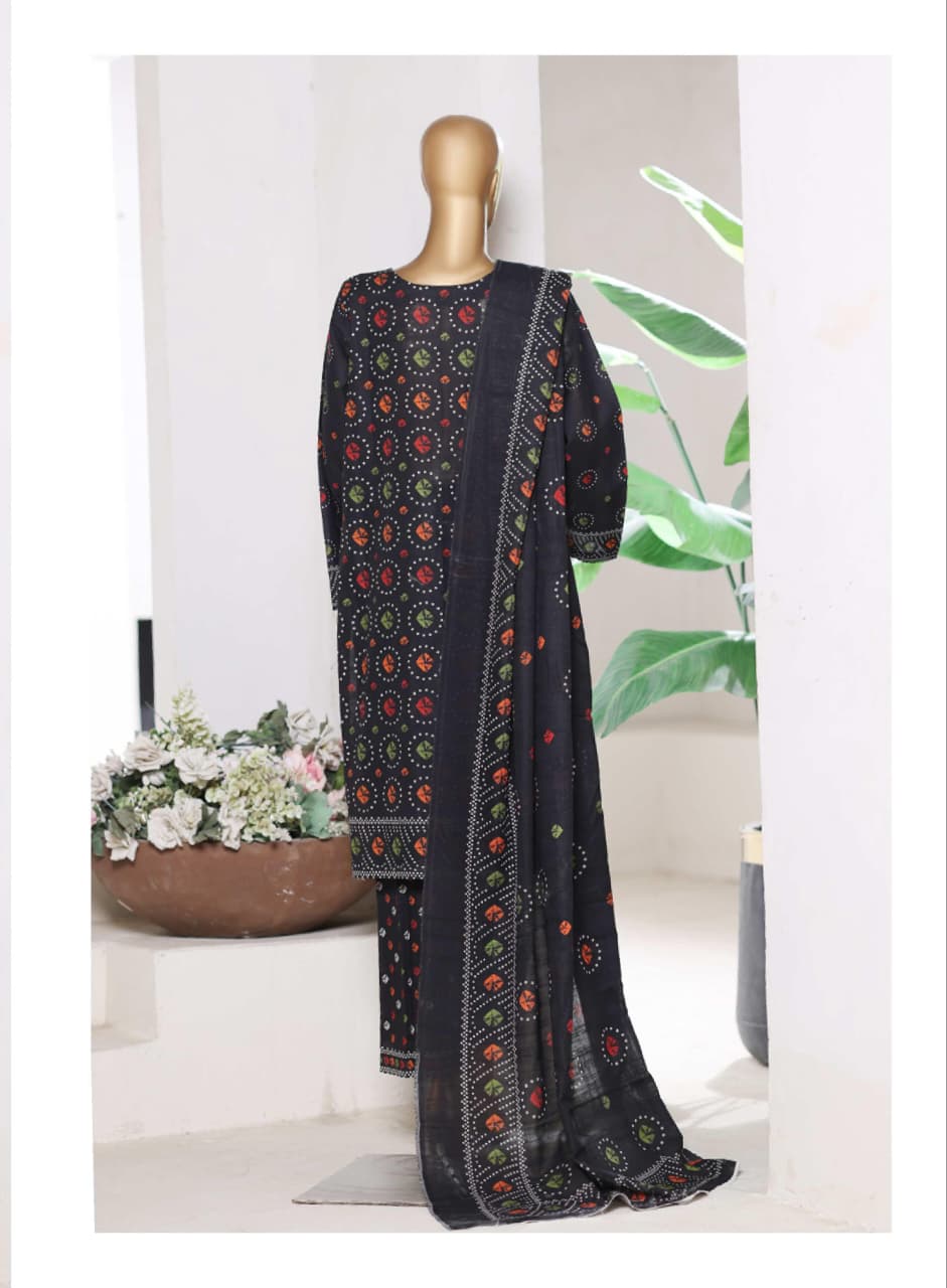 BIN SAEED | Stitch 3 Pc Printed Khaddar With [Flapper Trouser]