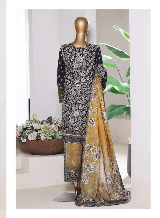 BIN SAEED | Stitch 3 Pc Printed Khaddar With [Flapper Trouser]