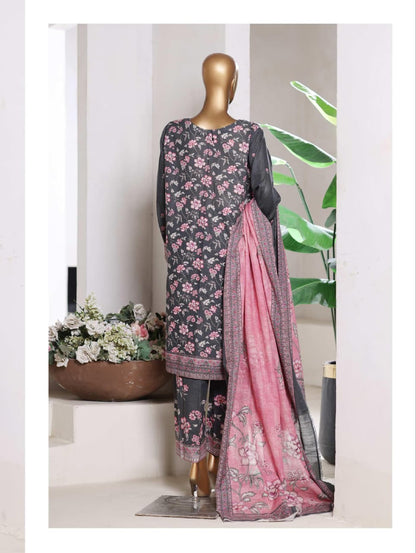 BIN SAEED | Stitch 3 Pc Printed Khaddar With [Flapper Trouser]