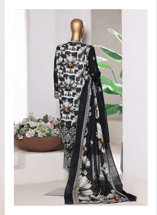 BIN SAEED | Stitch 3 Pc Printed Khaddar With [Flapper Trouser]