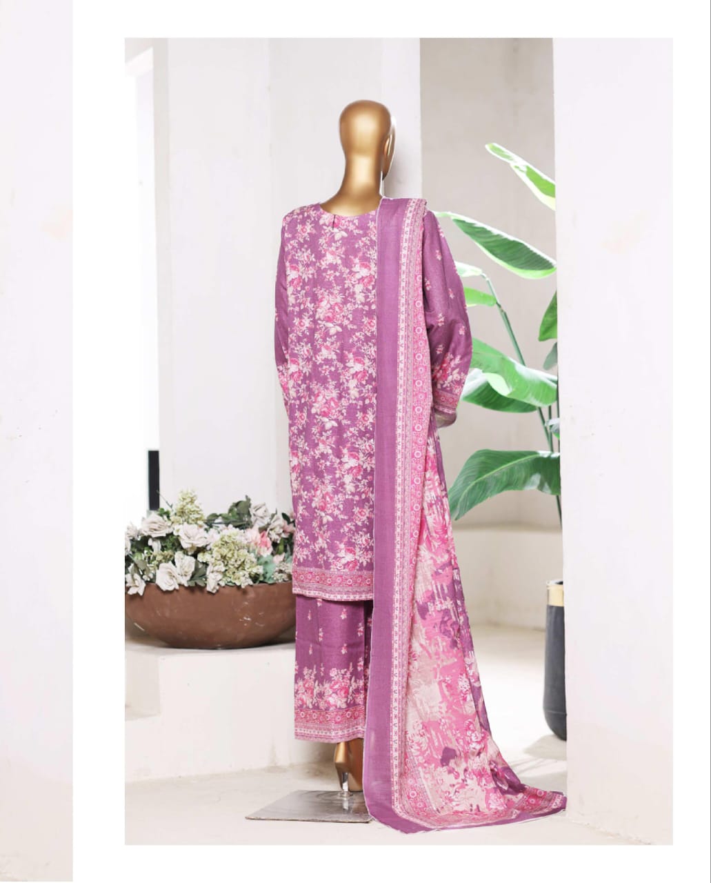 BIN SAEED | Stitch 3 Pc Printed Khaddar With [Flapper Trouser]