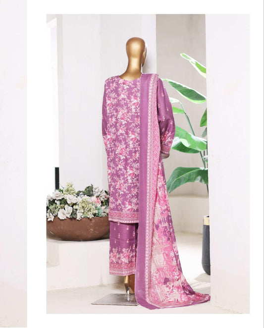 BIN SAEED | Stitch 3 Pc Printed Khaddar With [Flapper Trouser]