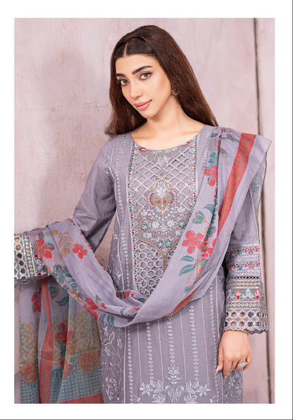 Silwalo | Exclusive Stitched 3-Piece Embroidered Soft Cotton with Chiffon Dupatta