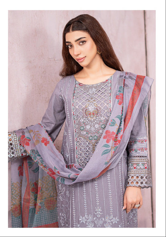Silwalo | Exclusive Stitched 3-Piece Embroidered Soft Cotton with Chiffon Dupatta