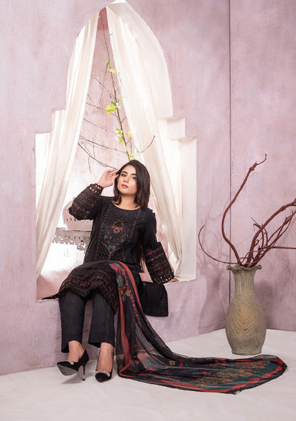 Silwalo | Exclusive Stitched 3-Piece Embroidered Soft Cotton with Chiffon Dupatta