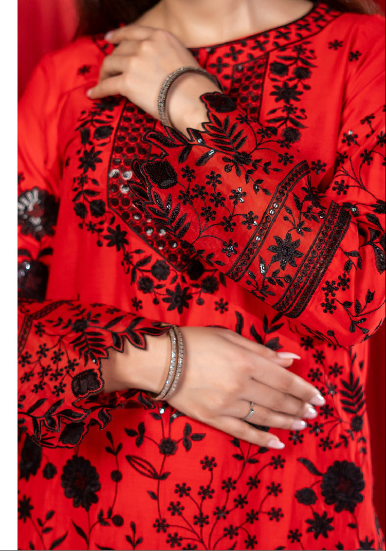 Silwalo | Exclusive Stitched 3 Pc Embroidered Cotton Collection with Chiffon Dupatta – Vol 2