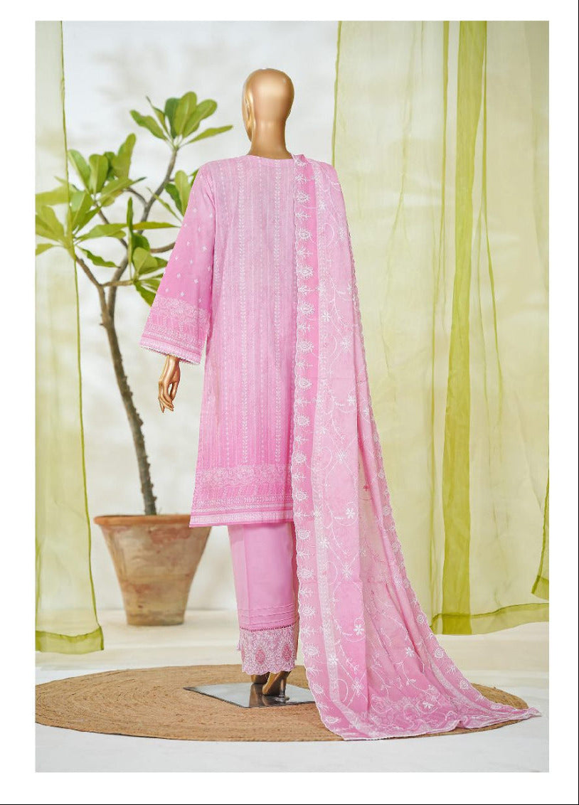 Bin Saeed | Stitch 3 PC White & White Embroidered Lawn Collection