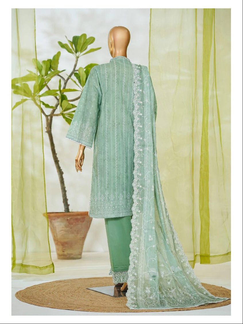 Bin Saeed | Stitch 3 PC White & White Embroidered Lawn Collection