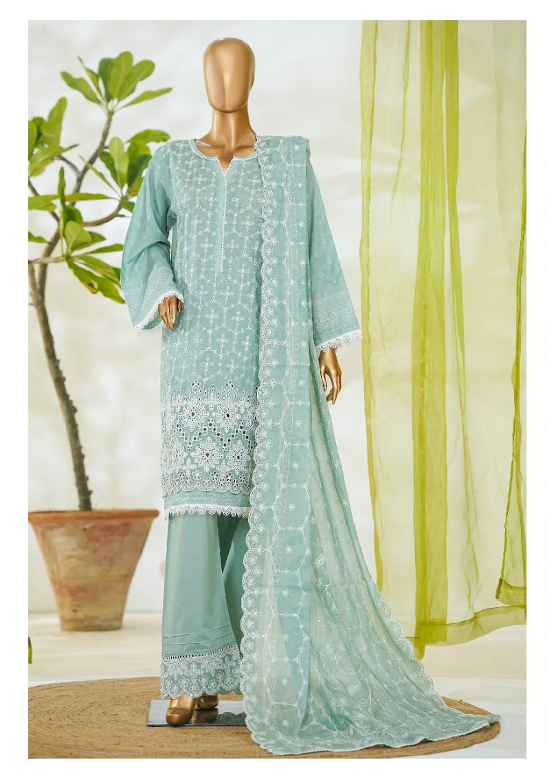 Bin Saeed | Stitch 3 PC White & White Embroidered Lawn Collection