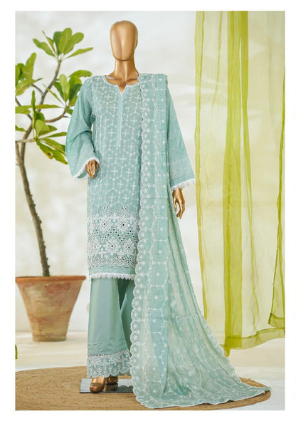 Bin Saeed | Stitch 3 PC White & White Embroidered Lawn Collection